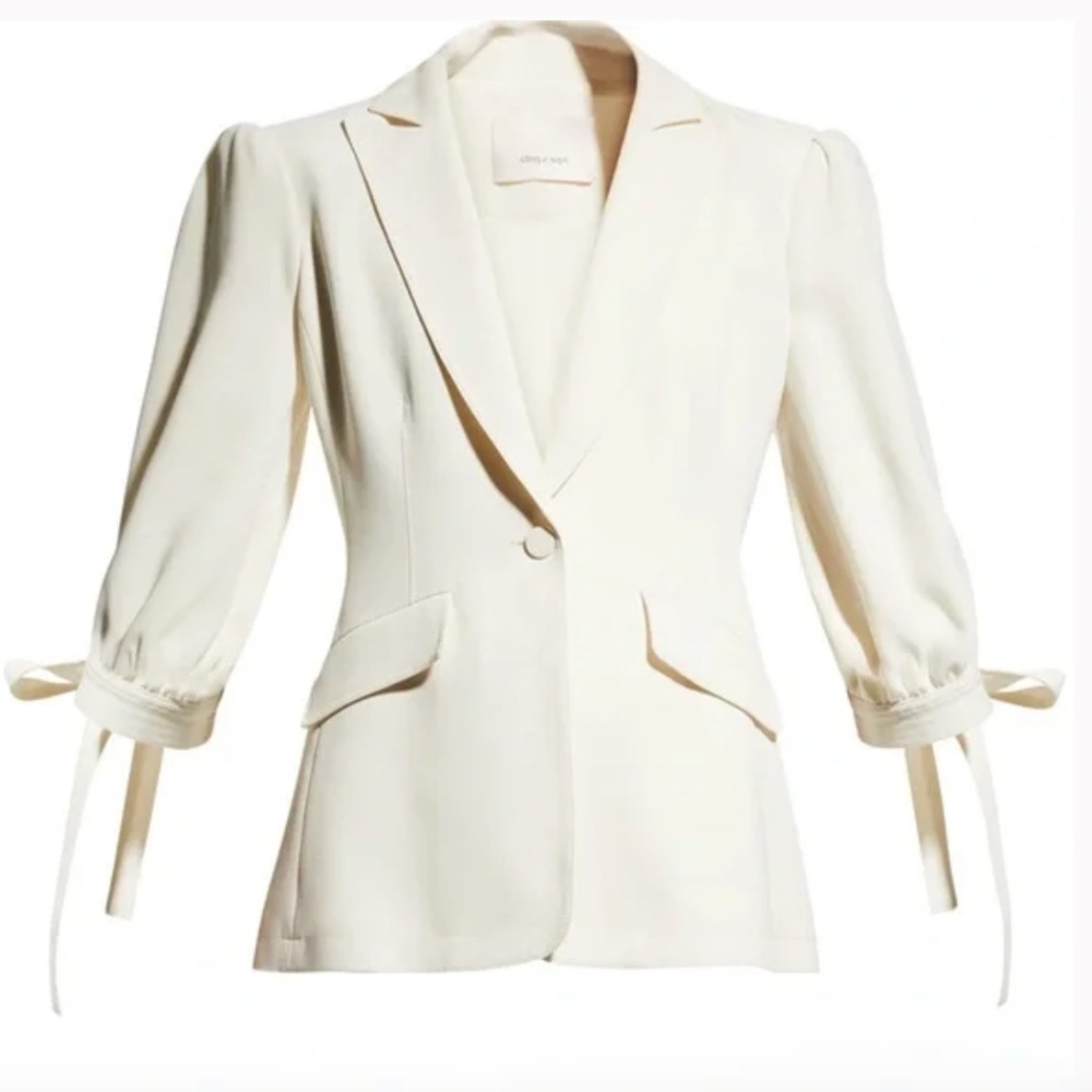 Cinq a Sept Elza Crepe Blazer & Matching Pants Suit, neutral/cream blazer set